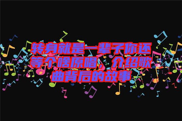 轉身就是一輩子你還等個啥原唱,介紹歌曲背后的故事
