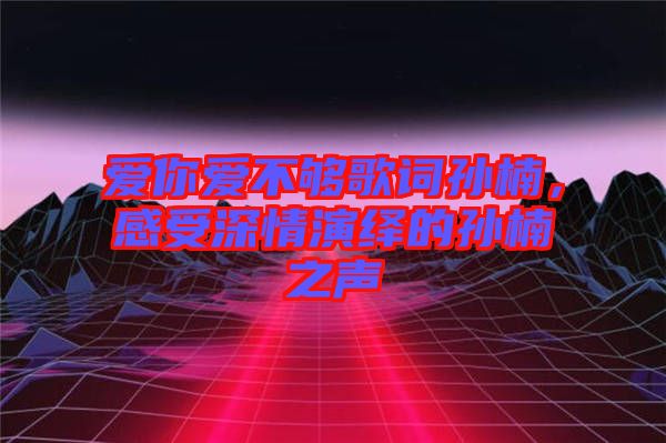 愛你愛不夠歌詞孫楠,感受深情演繹的孫楠之聲