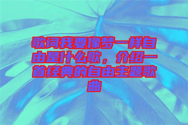 歌詞我要像夢一樣自由是什么歌,介紹一首經典的自由主題歌曲