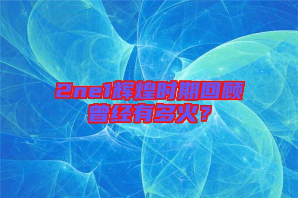 2ne1輝煌時(shí)期回顧曾經(jīng)有多火?