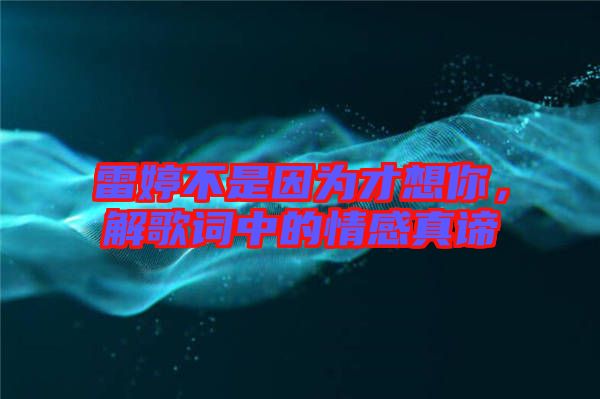 雷婷不是因為才想你,解歌詞中的情感真諦