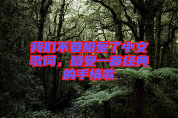 我們不要相愛了中文歌詞,感受一首經典的手情歌