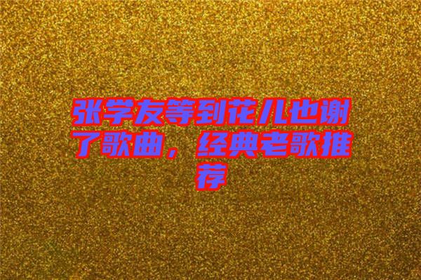 張學(xué)友等到花兒也謝了歌曲,經(jīng)典老歌推薦