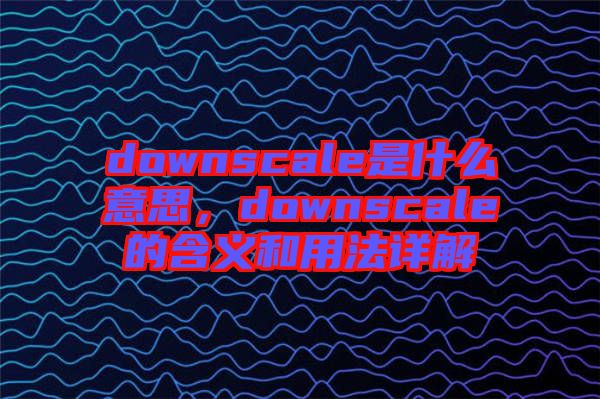 downscale是什么意思,downscale的含義和用法詳解