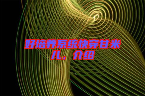 好培養(yǎng)系統(tǒng)快穿甘米兒,介紹