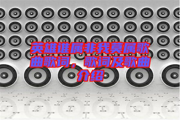 英雄誰屬非我莫屬歌曲歌詞,歌詞及歌曲介紹
