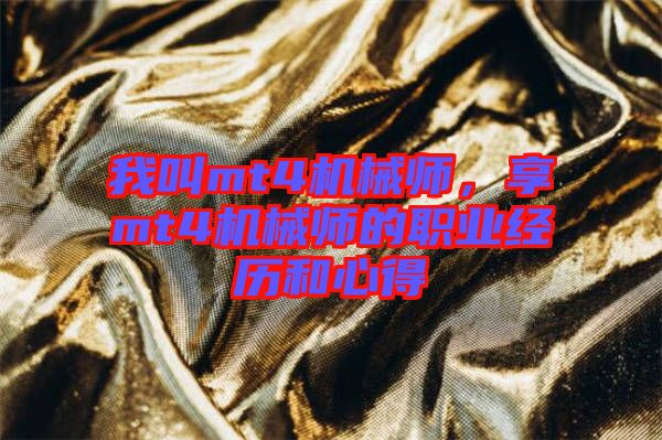 我叫mt4機械師,享mt4機械師的職業(yè)經(jīng)歷和心得