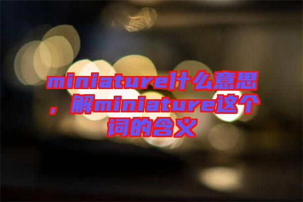 miniature什么意思,解miniature這個詞的含義