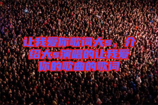 讓我愛你歌詞大s,介紹大s演唱的讓我愛你的歌曲的歌詞