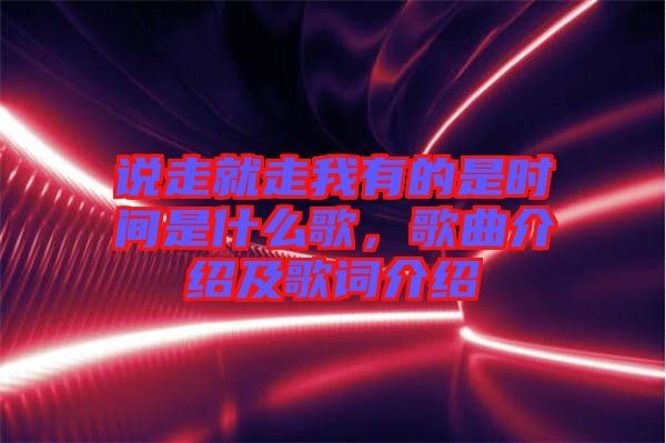 說走就走我有的是時間是什么歌，歌曲介紹及歌詞介紹