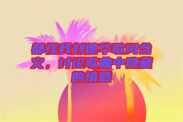 都怪我劉德華歌詞含義，討論歌曲中隱藏的情感
