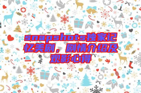 snapshots獨家記憶美劇,劇情介紹及觀影心得