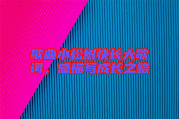 歌曲小松樹快長大歌詞,感描寫成長之路