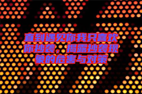 直到遇見(jiàn)你我只喜歡你抄襲,揭露抄襲現(xiàn)象的危害與對(duì)策