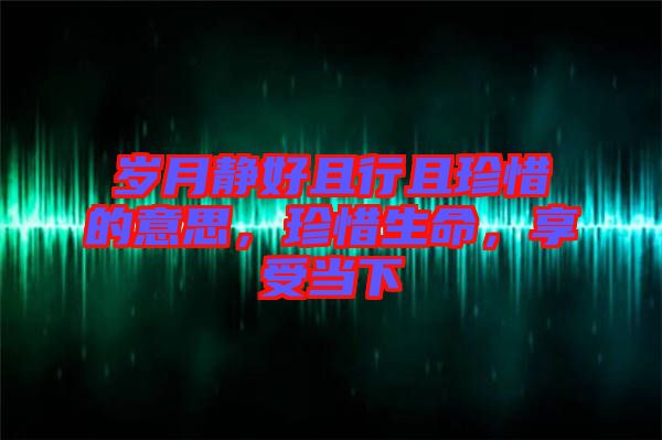 歲月靜好且行且珍惜的意思,珍惜生命,享受當下