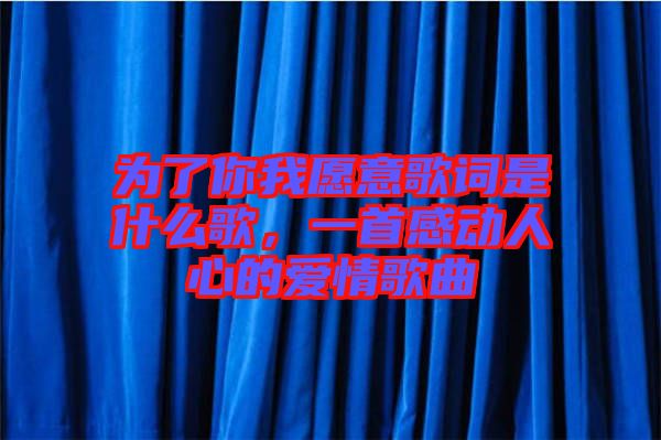 為了你我愿意歌詞是什么歌,一首感動人心的愛情歌曲