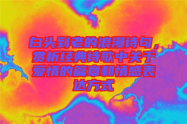 白頭到老的浪漫詩(shī)句,賞析經(jīng)典詩(shī)歌中關(guān)于愛(ài)情的篇章和情感表達(dá)方式
