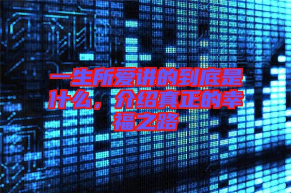 一生所愛講的到底是什么,介紹真正的幸福之路
