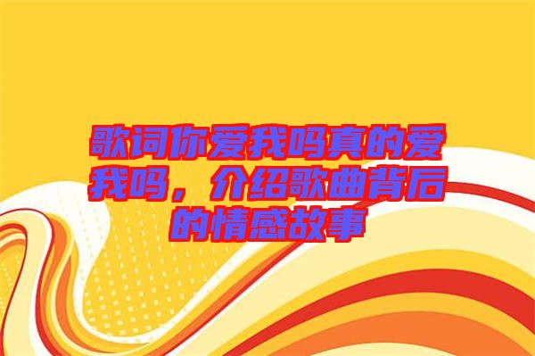 歌詞你愛我嗎真的愛我嗎，介紹歌曲背后的情感故事