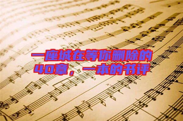 一座城在等你刪除的40章,一本的書評