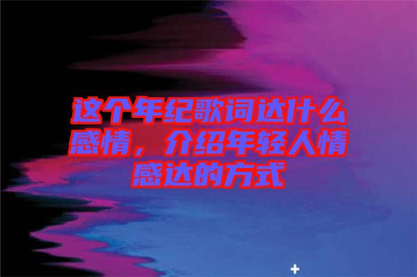 這個年紀歌詞達什么感情,介紹年輕人情感達的方式