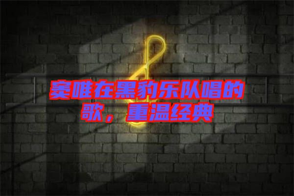 竇唯在黑豹樂隊唱的歌,重溫經(jīng)典