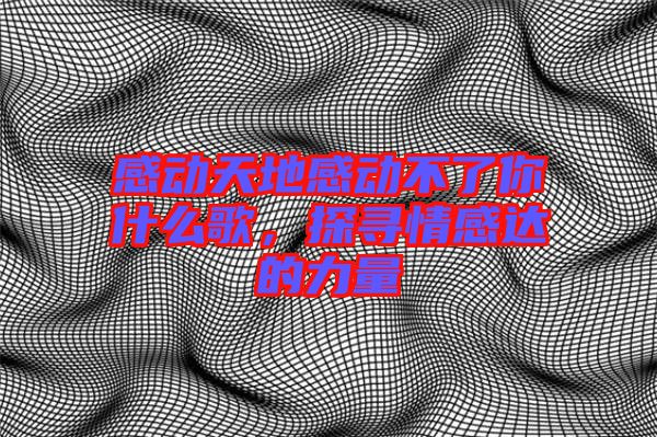 感動天地感動不了你什么歌,探尋情感達(dá)的力量