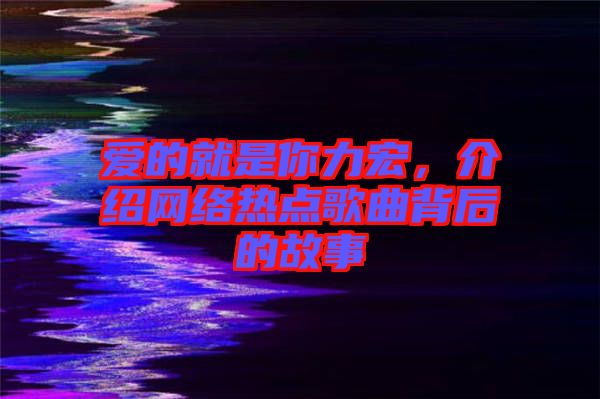 愛的就是你力宏，介紹網絡熱點歌曲背后的故事