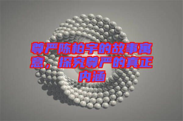 尊嚴陳柏宇的故事寓意,探究尊嚴的真正內涵