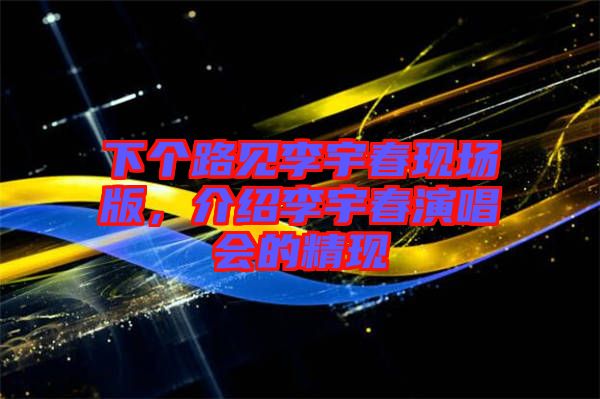 下個路見李宇春現場版,介紹李宇春演唱會的精現