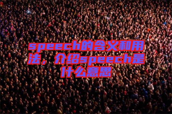 speech的含義和用法,介紹speech是什么意思