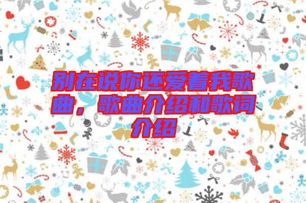 別在說你還愛著我歌曲,歌曲介紹和歌詞介紹