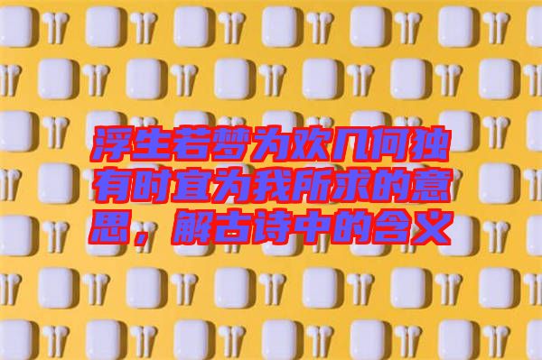浮生若夢為歡幾何獨有時宜為我所求的意思,解古詩中的含義