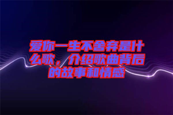 愛你一生不舍棄是什么歌,介紹歌曲背后的故事和情感