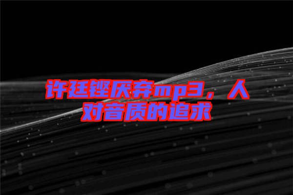 許廷鏗厭棄mp3,人對音質的追求