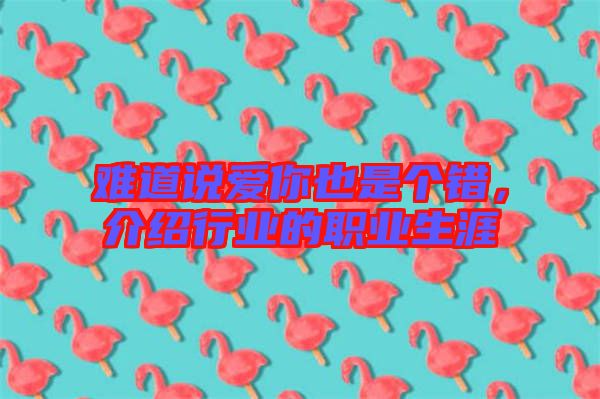 難道說愛你也是個錯，介紹行業的職業生涯