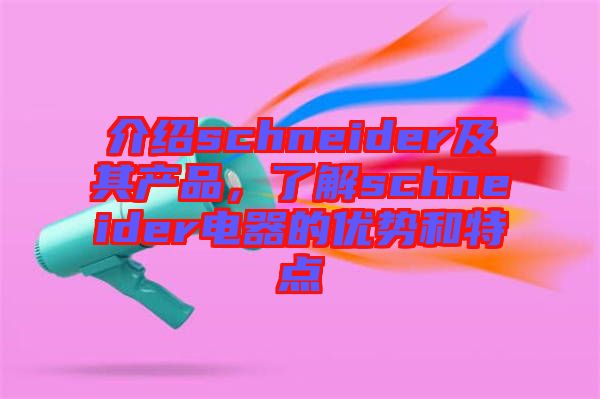 介紹schneider及其產品,了解schneider電器的優勢和特點