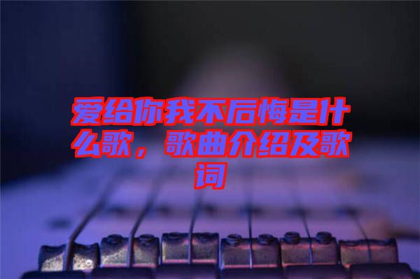 愛給你我不后悔是什么歌,歌曲介紹及歌詞