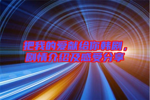 把我的愛獻給你韓劇,劇情介紹及感受分享