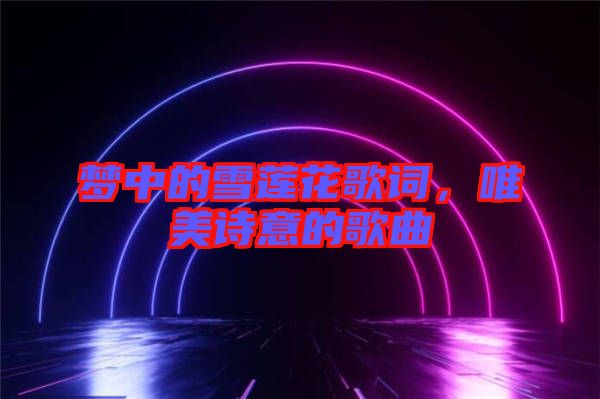 夢中的雪蓮花歌詞,唯美詩意的歌曲