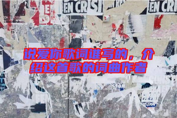 說愛你歌詞誰寫的,介紹這首歌的詞曲作者