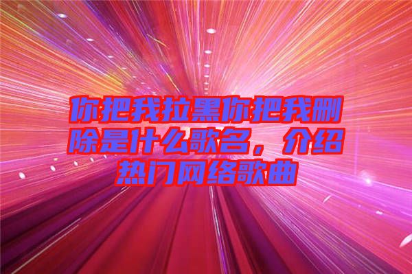你把我拉黑你把我刪除是什么歌名,介紹熱門網(wǎng)絡(luò)歌曲