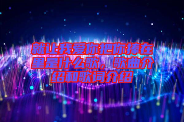 就讓我愛(ài)你把你捧在里是什么歌,歌曲介紹和歌詞介紹