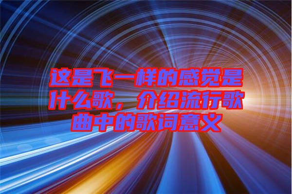 這是飛一樣的感覺(jué)是什么歌,介紹流行歌曲中的歌詞意義