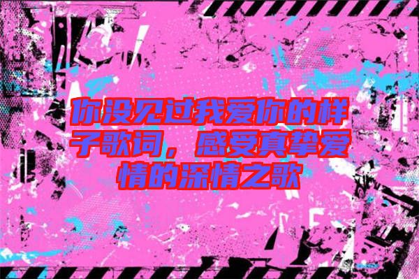 你沒(méi)見(jiàn)過(guò)我愛(ài)你的樣子歌詞,感受真摯愛(ài)情的深情之歌