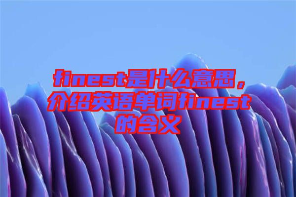 finest是什么意思,介紹英語單詞finest的含義