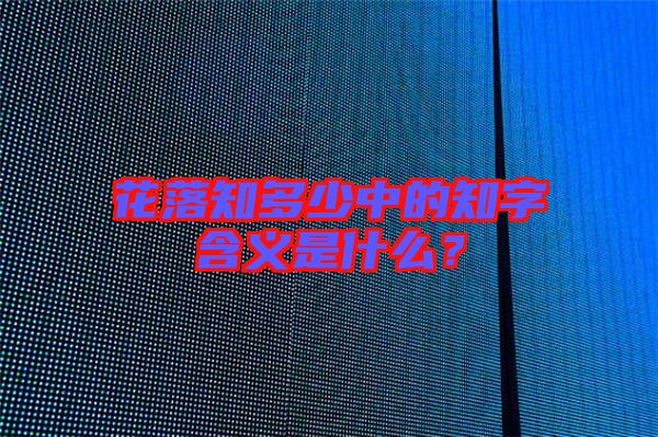 花落知多少中的知字含義是什么?