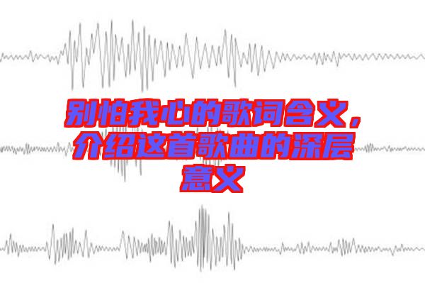 別怕我心的歌詞含義,介紹這首歌曲的深層意義