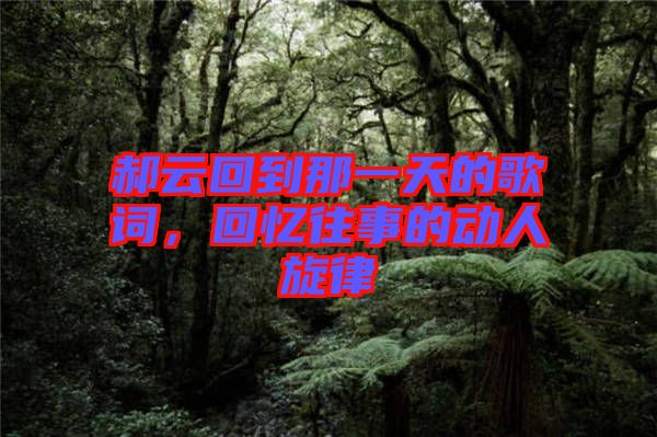 郝云回到那一天的歌詞,回憶往事的動人旋律
