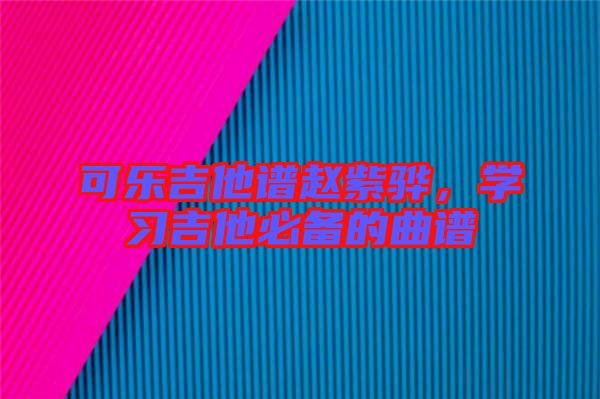 可樂吉他譜趙紫驊,學(xué)習(xí)吉他必備的曲譜